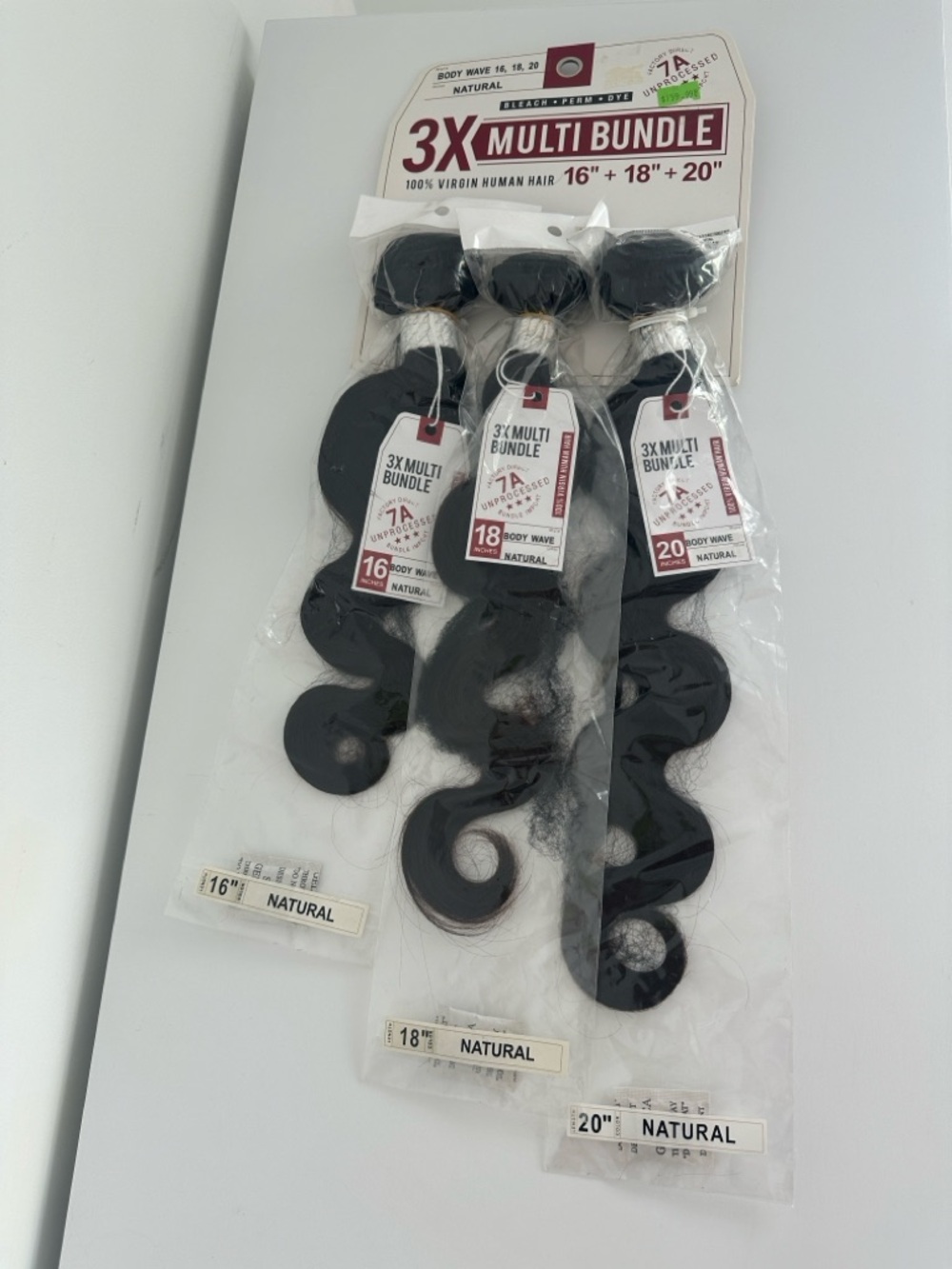 3X Multi Bundle Natural Body Wave Human Hair Extensions - Natural Black